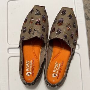 Skechers BOBS Women's Flats - Brown with Colorful Dog Prints